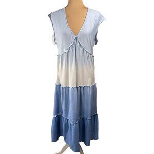 Speechless Cap Sleeve Maxi Dress Ombre Blue Size XXL Tiered Ruffle